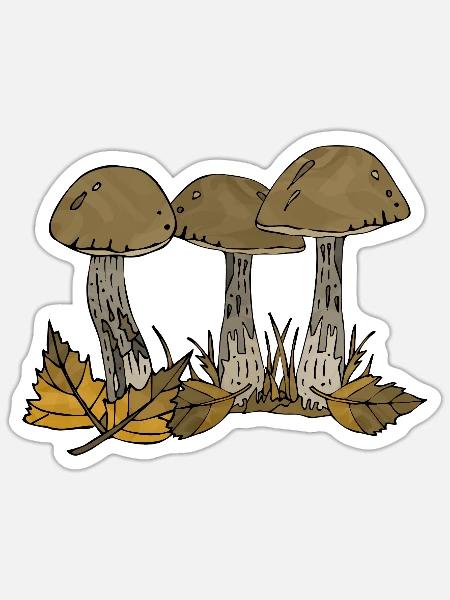 Pilze - Sticker Größe S (10 x 10 cm) - Mattweiß