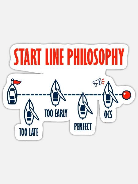 Start Line Philosophy – Segelregatta - Sticker Größe S (10 x 10 cm) - Mattweiß