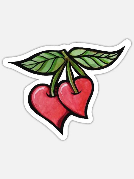 Cherries Aquarell Duo - Sticker Größe S (10 x 10 cm) - Mattweiß
