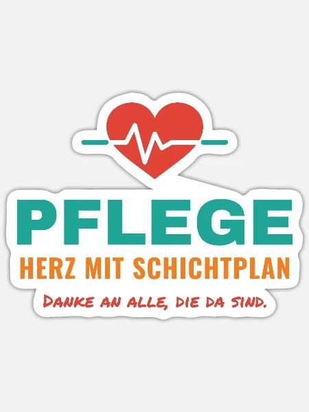Pflege – Herz mit Schichtplan - Sticker Größe S (10 x 10 cm) - Mattweiß