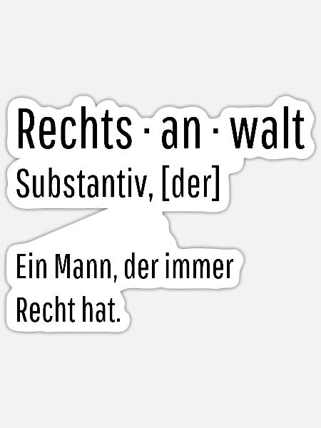 Rechtsanwalt Substantiv Definition Geschenk - Sticker Größe S (10 x 10 cm) - Mattweiß