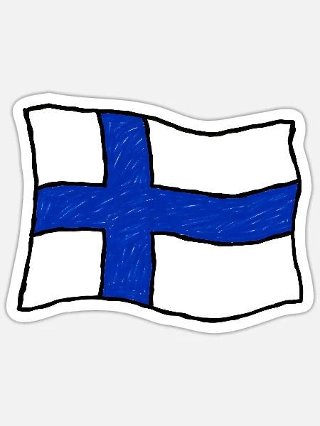 Handgezeichnete Finnlandflagge - Sticker Größe S (10 x 10 cm) - Mattweiß