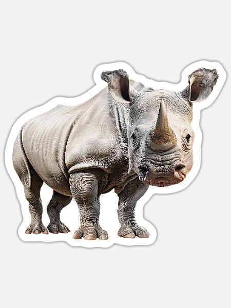 Nashorn - Sticker Größe S (10 x 10 cm) - Mattweiß