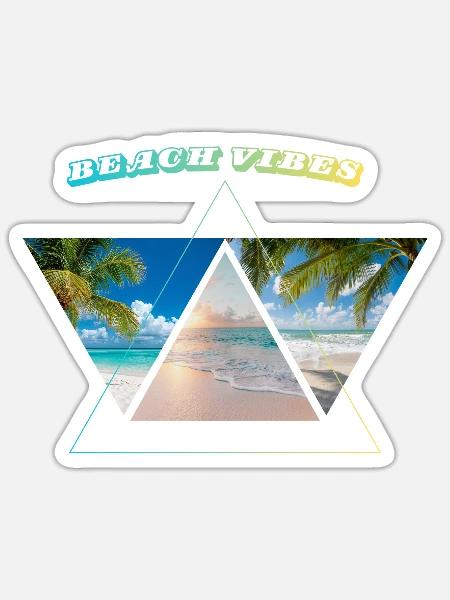 Beach vibes geometrisch - Sticker Größe S (10 x 10 cm) - Mattweiß