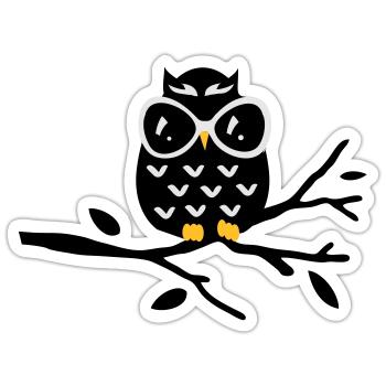 Chouette - Sticker taille S (10 x 10 cm) - blanc mat - Devant