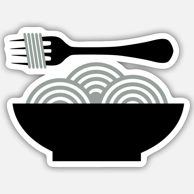 Spaghetti - Sticker Größe S (10 x 10 cm) - Mattweiß