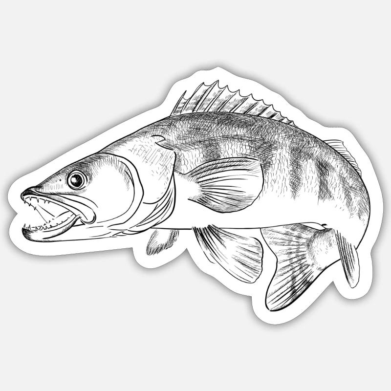pike-perch - Sticker taille S (10 x 10 cm) - blanc mat