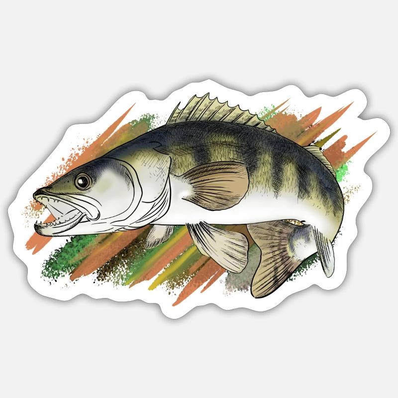 pike-perch - Sticker size S (10 x 10 cm) - white matte