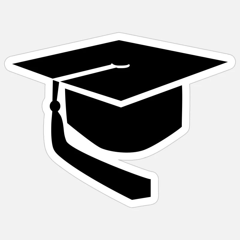 Graduation hat - Sticker size S (10 x 10 cm) - white matte
