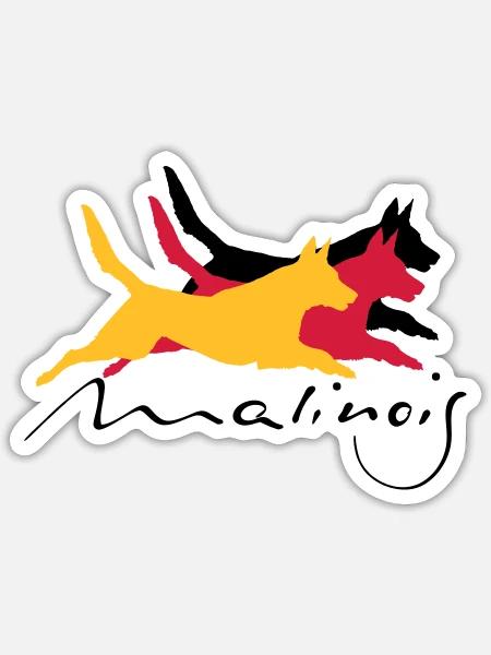 Malinois_german_color - Sticker Größe S (10 x 10 cm) - Mattweiß