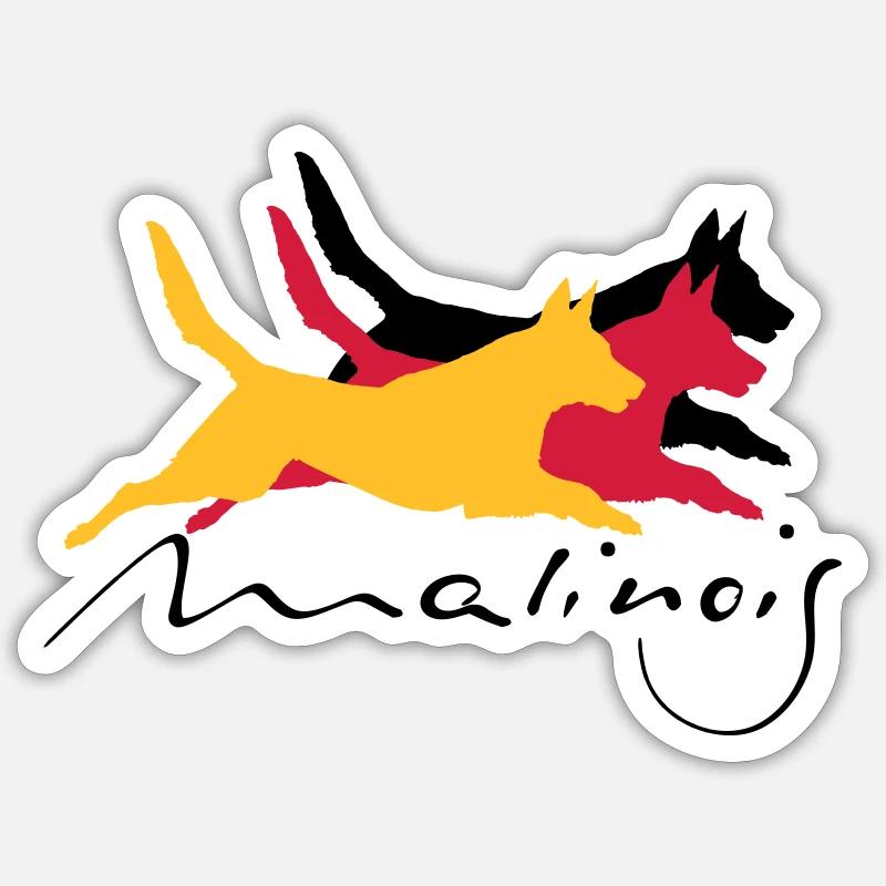 Malinois_german_color - Sticker Größe S (10 x 10 cm) - Mattweiß
