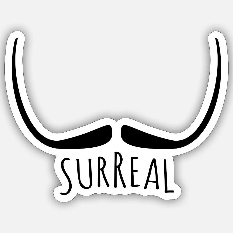Surreal - surreal Schnurrbart - Sticker Größe S (10 x 10 cm) - Mattweiß