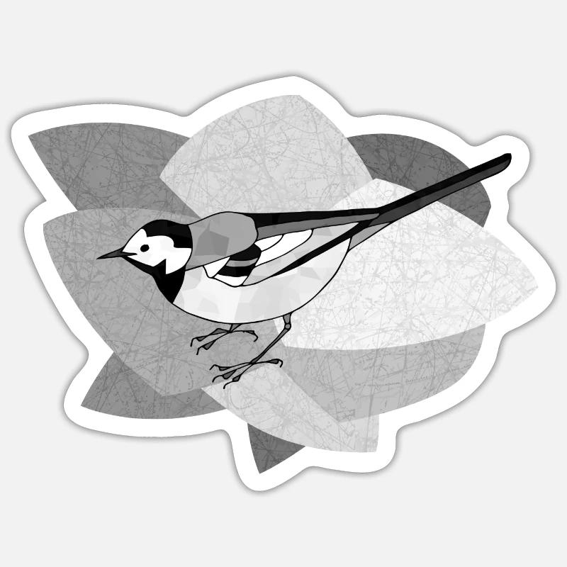 Bachstelze Vogel - Sticker Größe S (10 x 10 cm) - Mattweiß