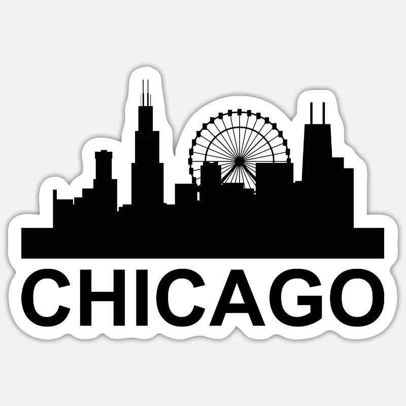 CHICAGO - Skyline - Sticker taille S (10 x 10 cm) - blanc mat