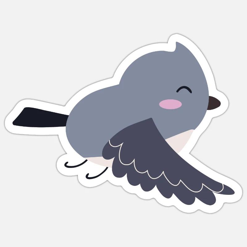Doux oiseau Idée cadeau - Sticker taille S (10 x 10 cm) - blanc mat