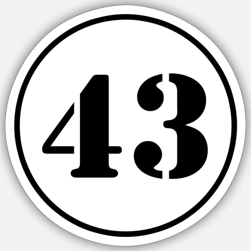 NUMMER 43 Dreiundvierzig Geburtstag Geschenk - Sticker Größe S (10 x 10 cm) - Mattweiß