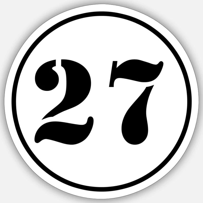 NUMMER 27 Siebenundzwanzig Geburtstag Geschenk - Sticker Größe S (10 x 10 cm) - Mattweiß
