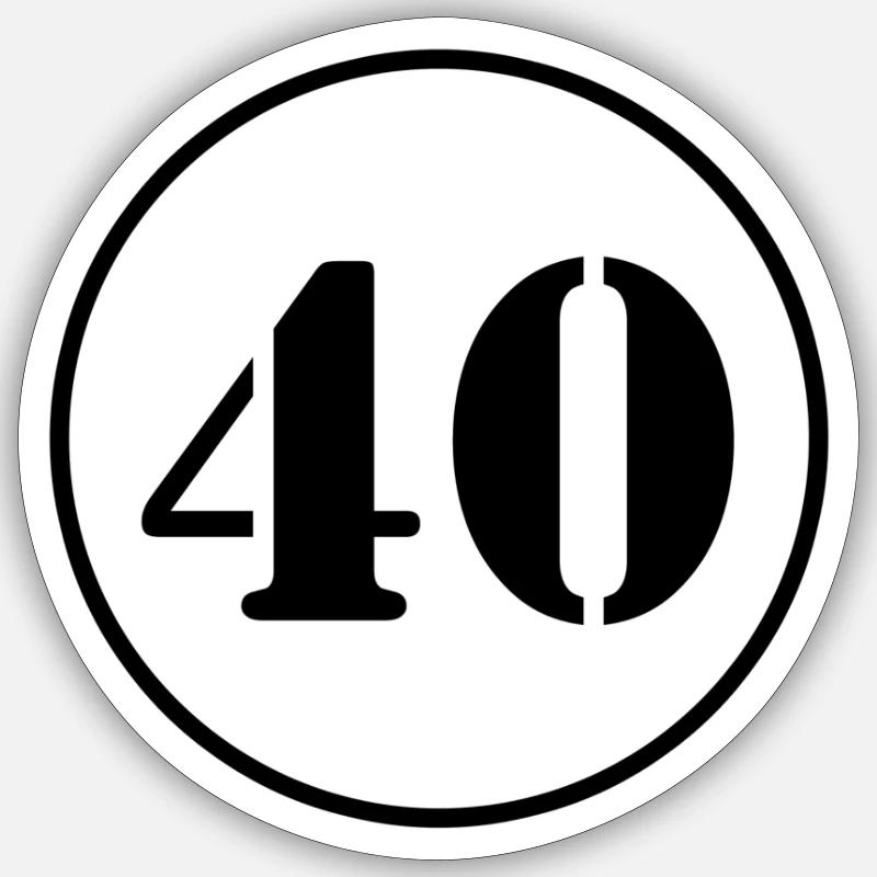 NUMMER 40 Vierzig Geburtstag Geschenk Sticker Größe S (10 x 10 cm)