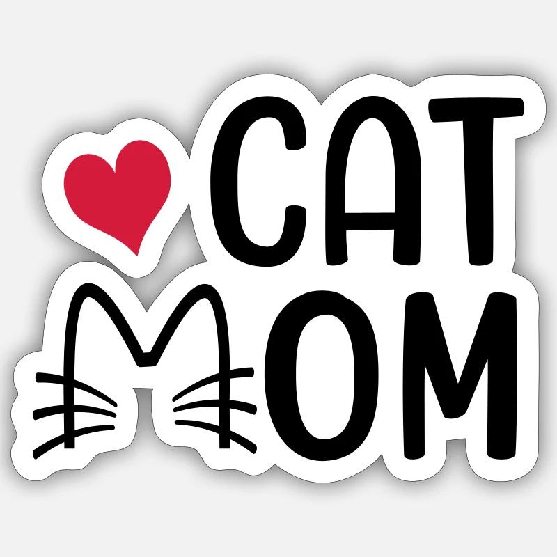 Cat mom - Sticker size S (10 x 10 cm) - white matte