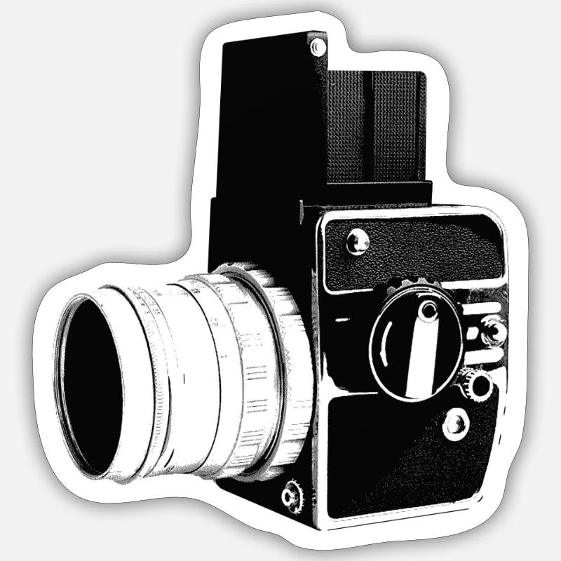 Old camera - Sticker size S (10 x 10 cm) - white matte