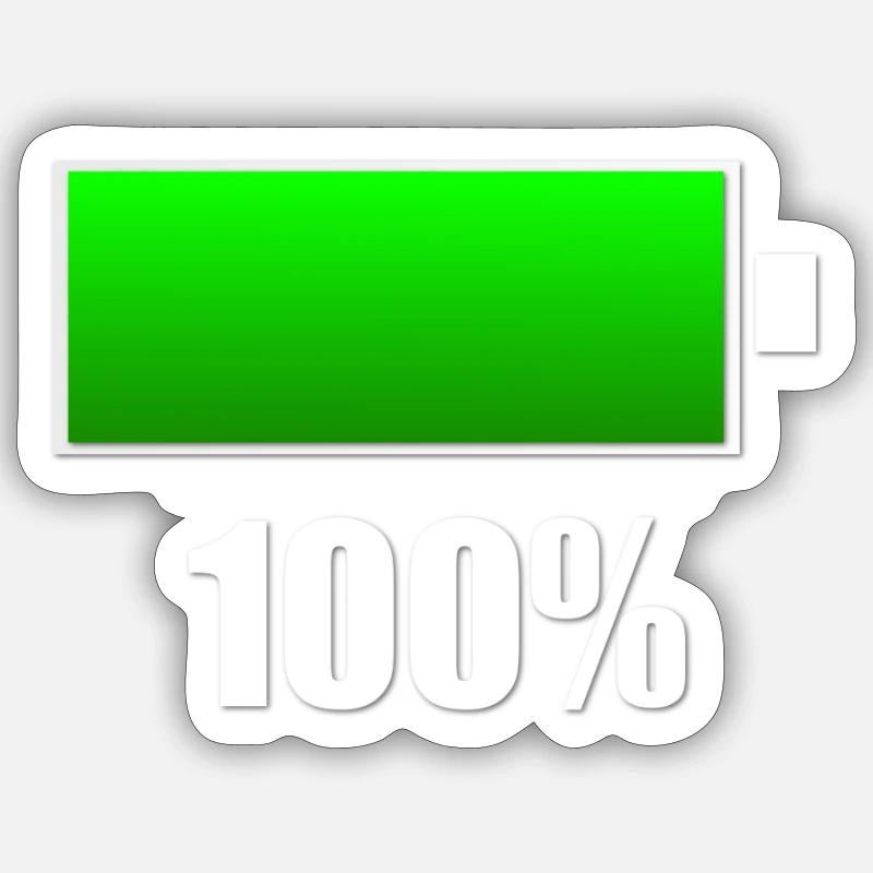 Batterie chargée - Sticker taille S (10 x 10 cm) - blanc mat