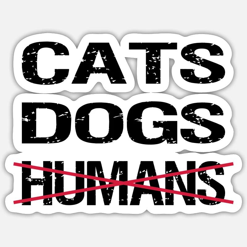 CHATS CHIENS - Sticker taille S (10 x 10 cm) - blanc mat