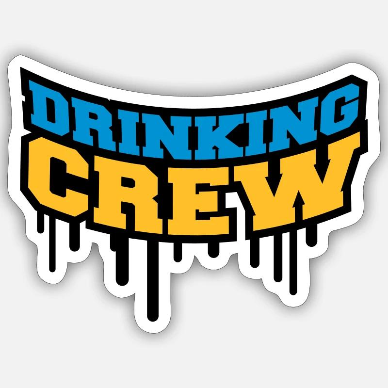Drinking Crew Graffiti - Sticker Größe S (10 x 10 cm) - Mattweiß