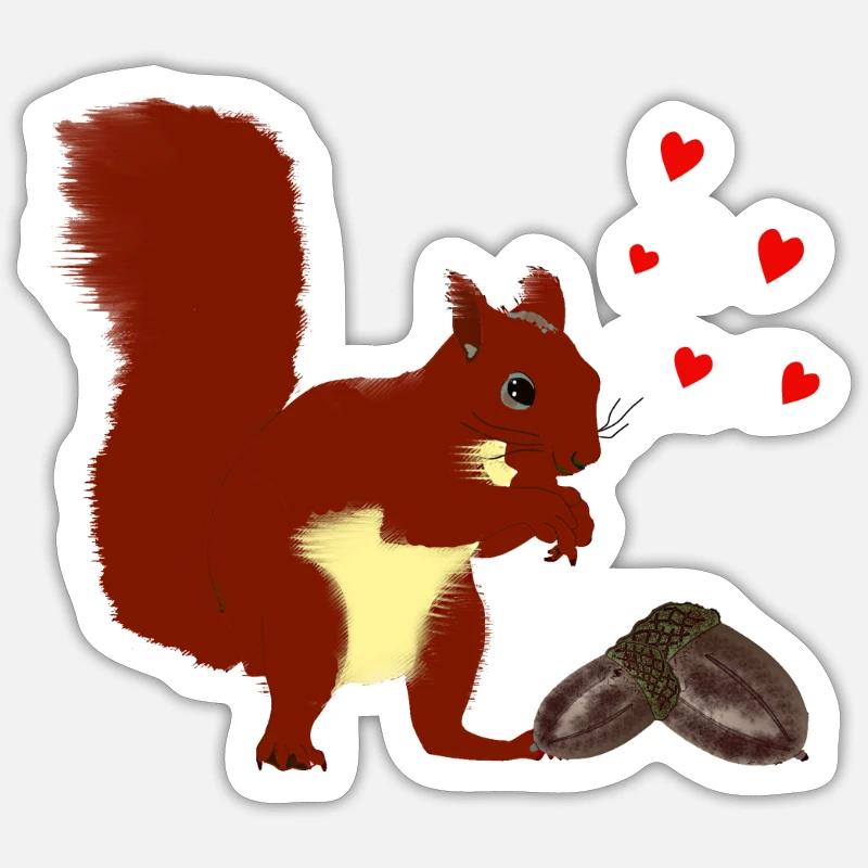 Eichhörnchen - Sticker Größe S (10 x 10 cm) - Mattweiß