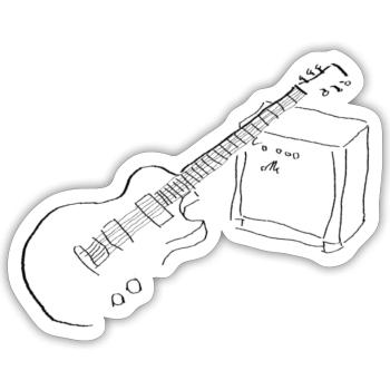 E Gitarre - Sticker Größe S (10 x 10 cm) - Mattweiß - Vorne