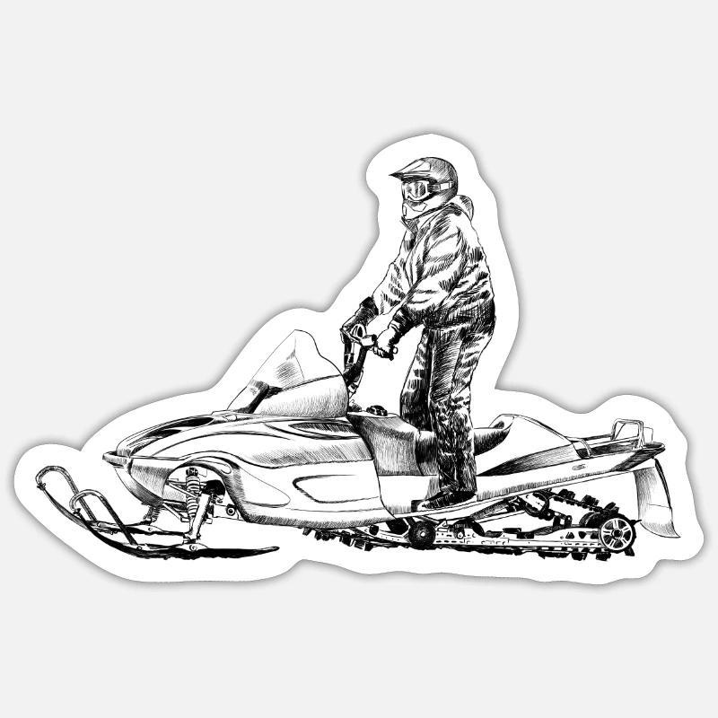 Snowmobile - Sticker taille S (10 x 10 cm) - blanc mat