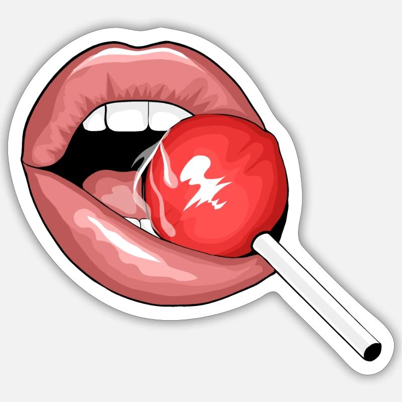 Lèvres de sucette - Sticker taille S (10 x 10 cm) - blanc mat