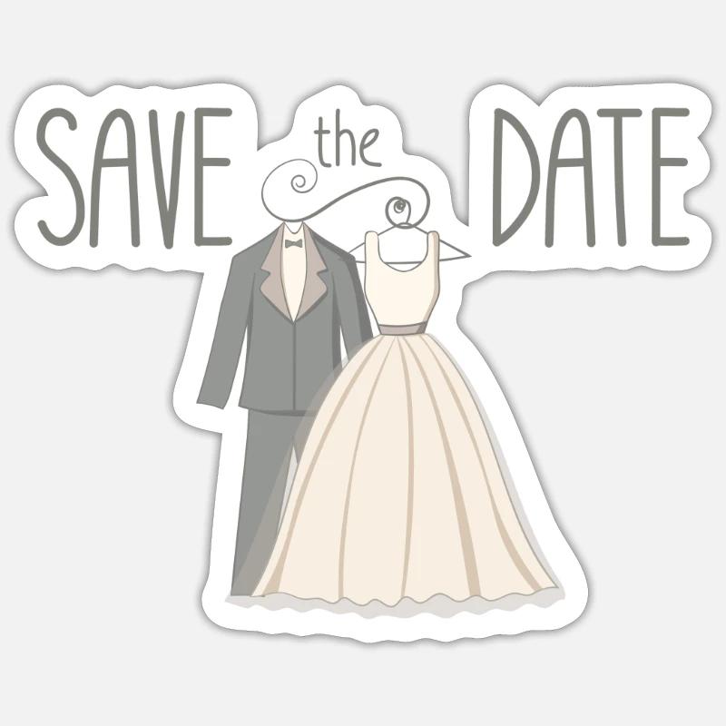 Wedding Save The Date Illustration - Sticker size S (10 x 10 cm) - white matte