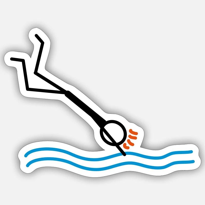 springen / schwimmen - Sticker Größe S (10 x 10 cm) - Mattweiß