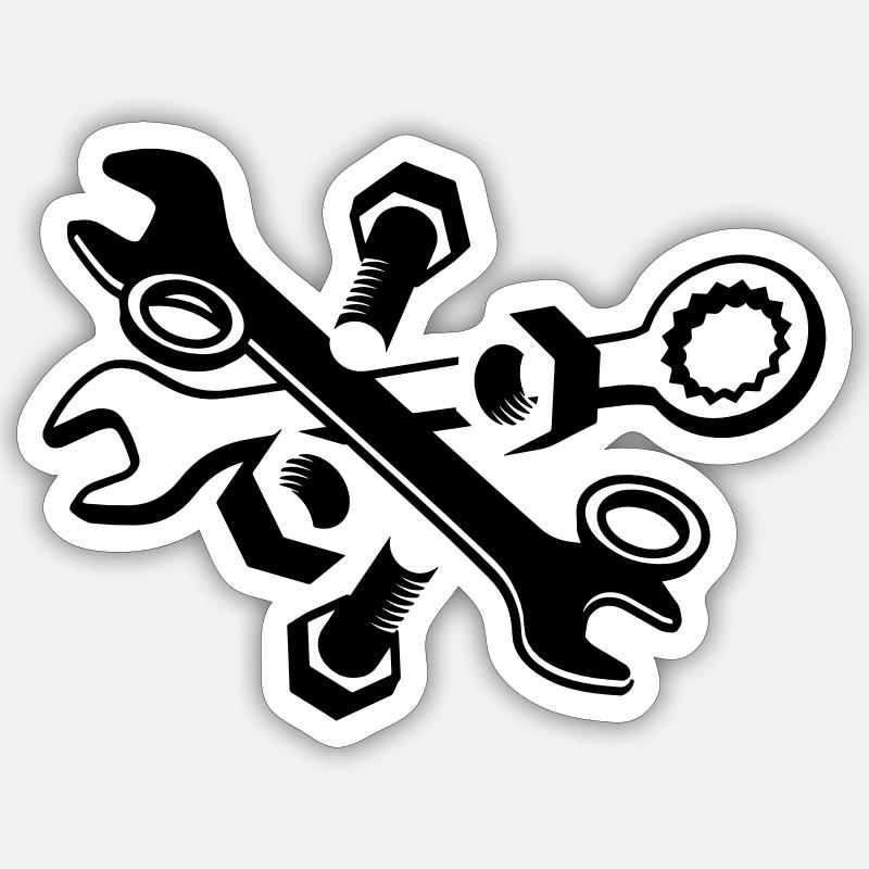 deux clés avec écrous et vis Sticker taille S (10 x 10 cm)