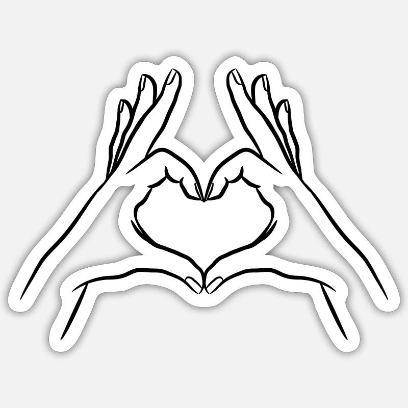 Mains Forme Coeur Coeur Symbole Geste De La Main - Sticker taille S (10 x 10 cm) - blanc mat