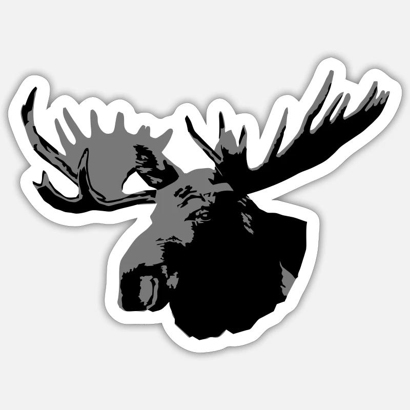 moose - elk - hunting - hunter - Sticker size S (10 x 10 cm) - white matte