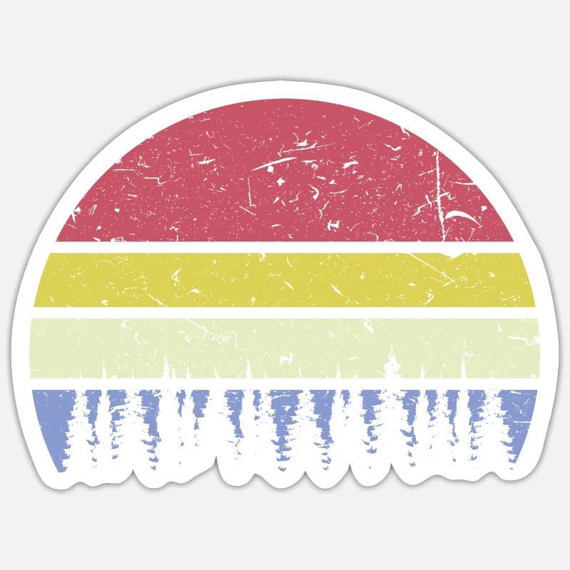 Vintage Retro Hintergrund Bäume Wald Retrofarben - Sticker Größe S (10 x 10 cm) - Mattweiß