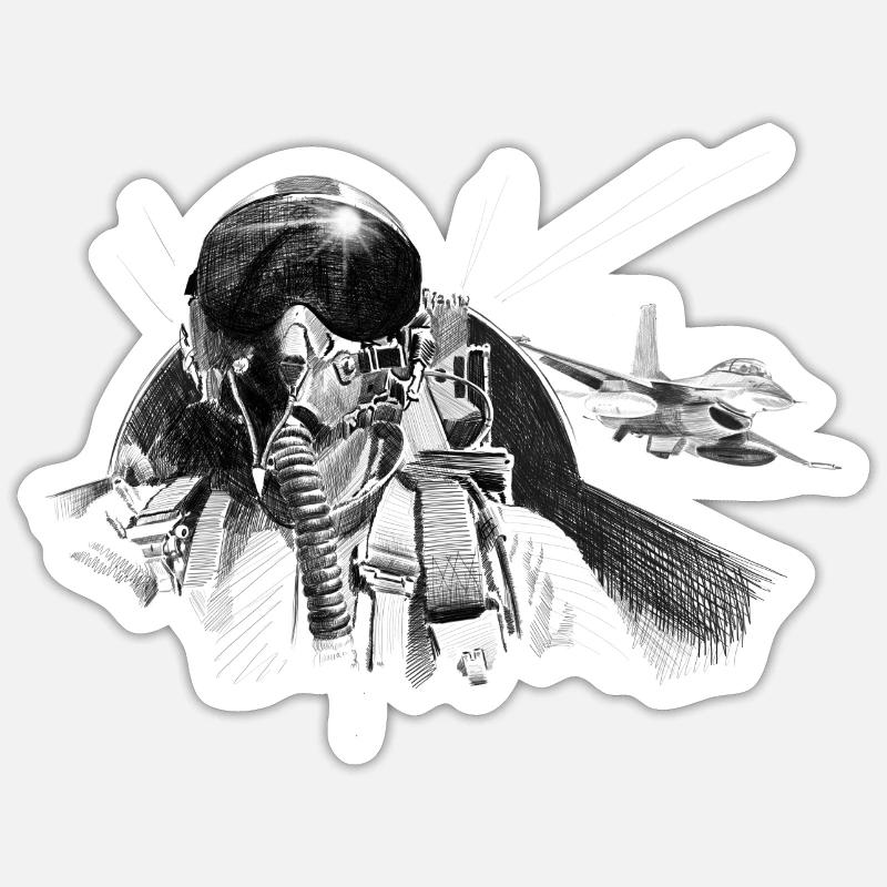 Fighter pilot - Sticker taille S (10 x 10 cm) - blanc mat