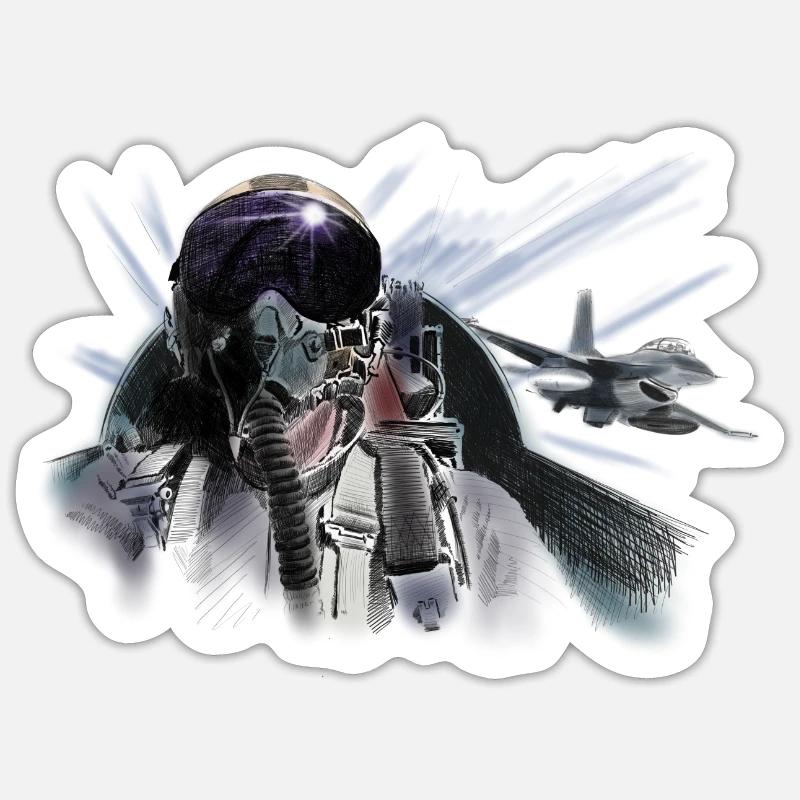 Fighter pilot - Sticker taille S (10 x 10 cm) - blanc mat