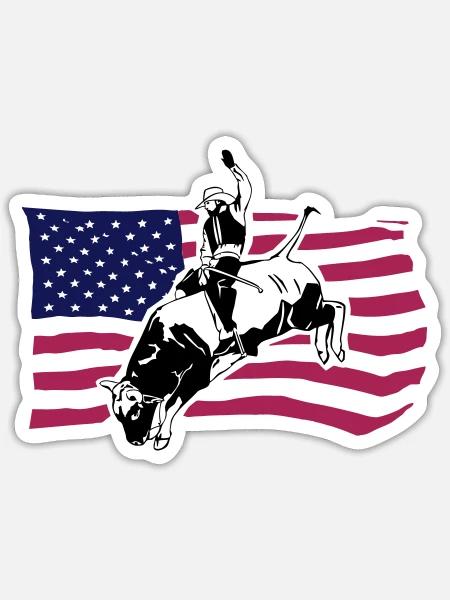 Western Rodeo - Bullrider - Sticker Größe S (10 x 10 cm) - Mattweiß