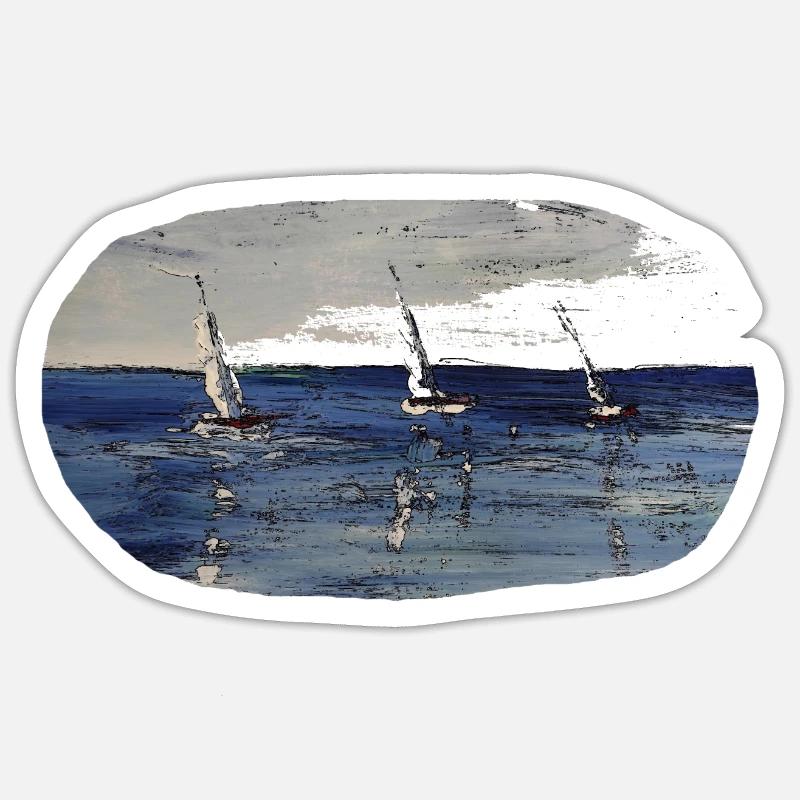 Segelboote 11 - Sticker Größe S (10 x 10 cm) - Mattweiß