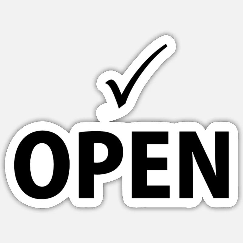 OPEN - Sticker size S (10 x 10 cm) - white matte