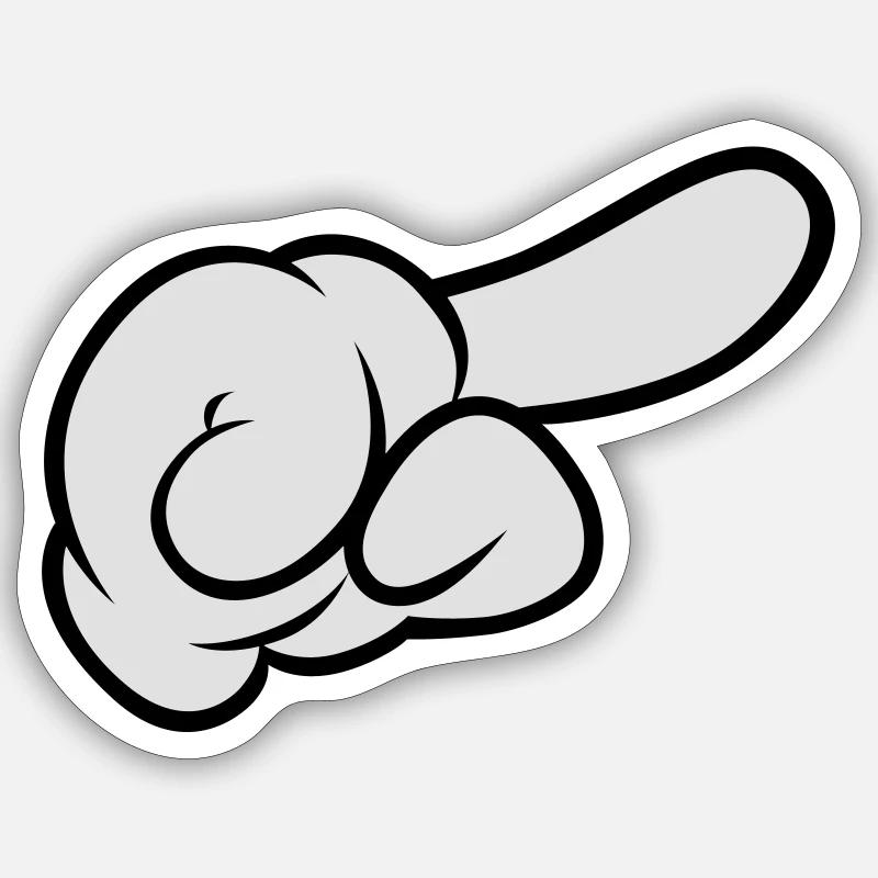 Comic Hand Pointing (Right) - Sticker size S (10 x 10 cm) - white matte