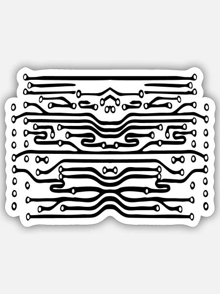 design leitungen mikrochip festplatte muster cool - Sticker Größe S (10 x 10 cm) - Mattweiß