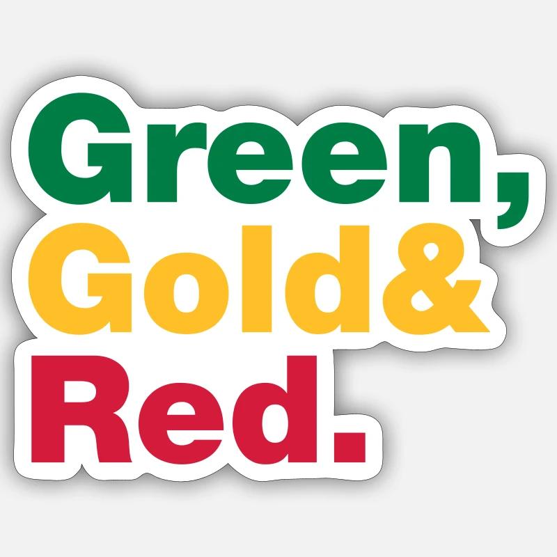 Vert, or et rouge. - Sticker taille S (10 x 10 cm) - blanc mat