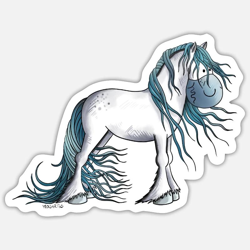 Fantasy Pferd - Sticker Größe S (10 x 10 cm) - Mattweiß