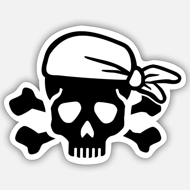 Pirate - Sticker taille S (10 x 10 cm) - blanc mat