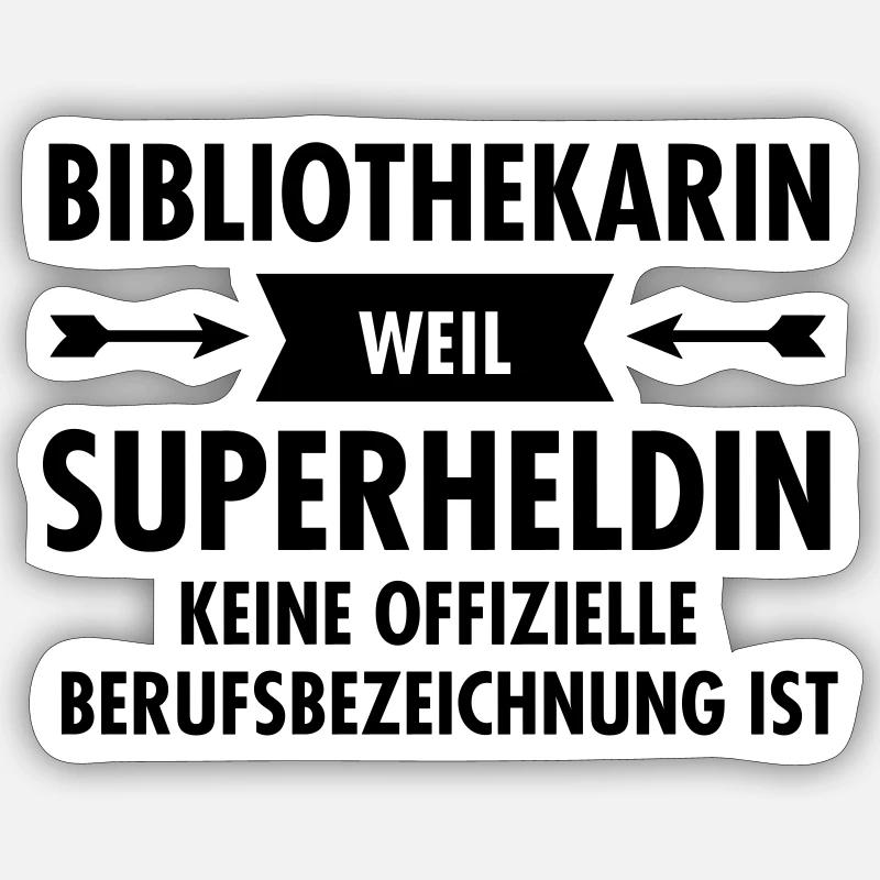 Bibliothekarin Superheldin - Sticker size S (10 x 10 cm) - white matte