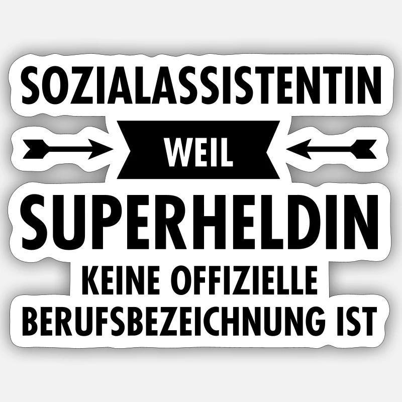 Sozialassistentin - Superheldin - Sticker Größe S (10 x 10 cm) - Mattweiß
