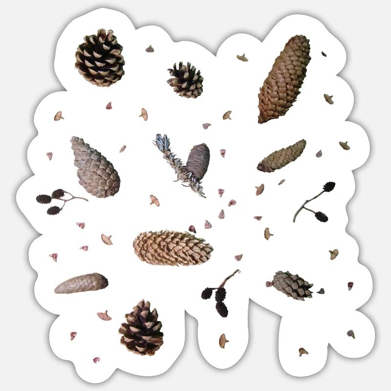 Cônes, botanique Sticker taille S (10 x 10 cm)